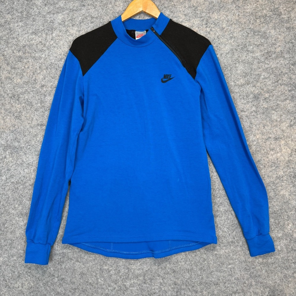 Vintage‎ Nike Cycling Shirt Mens Large 80s 90s Side Zip Blue Black Pockets USA
